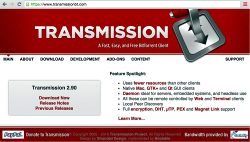 גרסה 2.90 הנגועה של Transmission