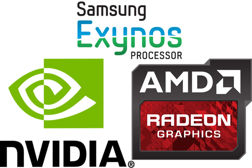 לוגו חברות סמסונג, AMD ו-NVIDIA