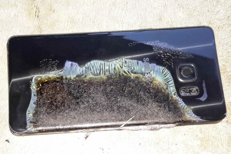מכשיר ה-Galaxy Note 7 לאחר שהתלקח (מקור: Android Authority)
