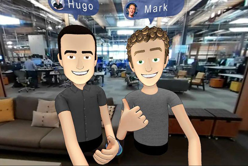 מארק צוקרברג והוגו בארה במציאות מדומה (תמונה: מארק צוקרברג, פייסבוק)