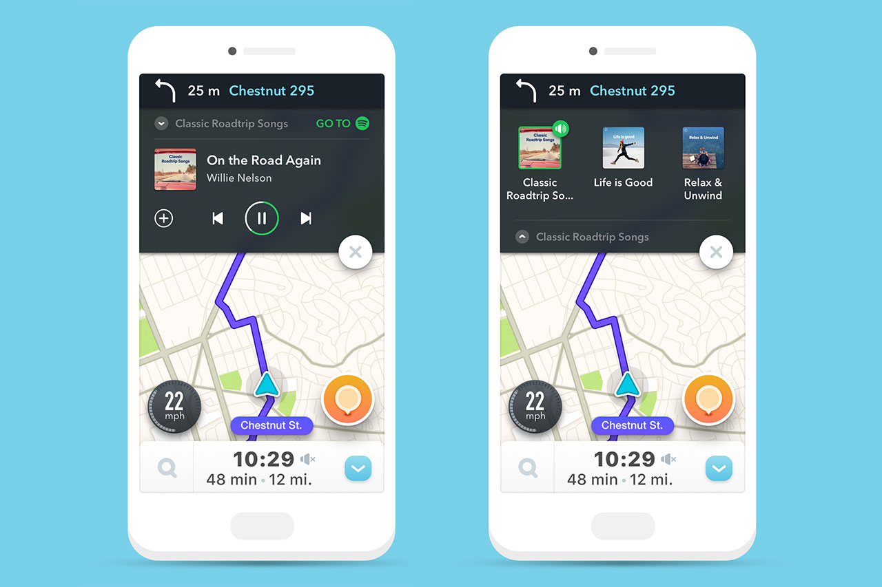 האזנה למוסיקה מספוטיפיי בתוך אפליקציית Waze