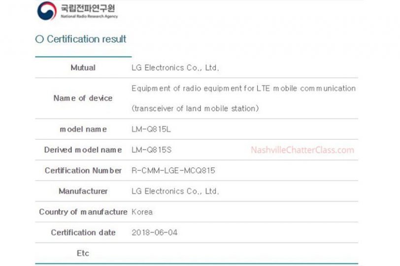 LG Q8 Plus Certification (תמונה: nashvillechatterclass)