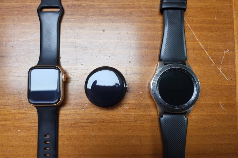 שעון ה-Pixel Watch בהשוואה ל-Galaxy Watch 46mm ו-Apple Watch 40mm (מקור tagtech414)