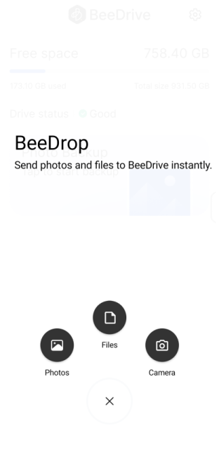 שליחת קבצים מהאפליקציה לכונן ב-BeeDrop