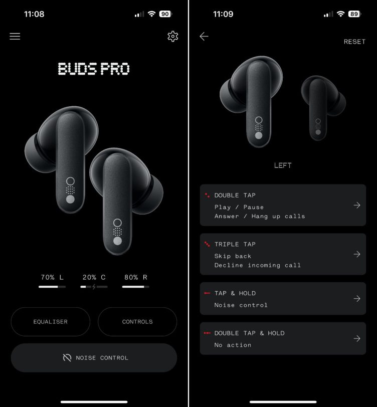 אפליקציית אוזניות CMF Buds Pro (צילומסך)