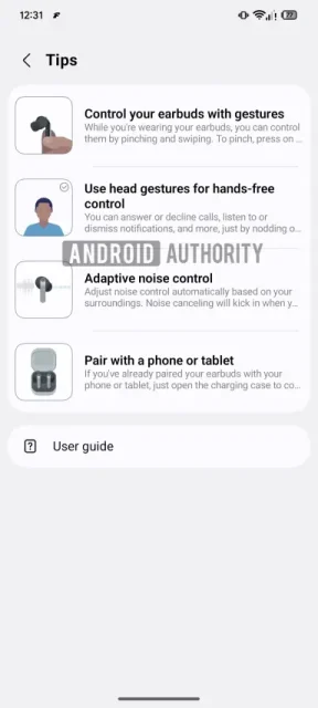 מסך הגדרות Galaxy Buds (מקור Android Authority)