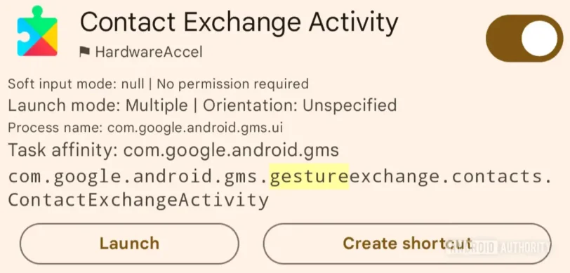 פעילות ה-Gesture Exchange שזוהתה בקוד (מקור Android Authority)