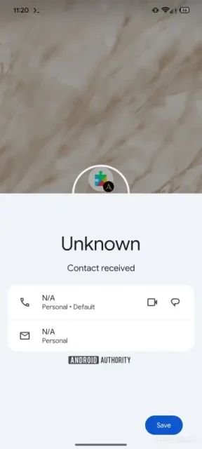 שמירת איש קשר (מקור Android Authority)