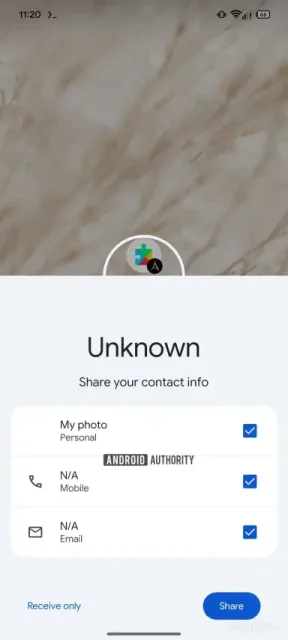 שליחת איש קשר (מקור Android Authority)