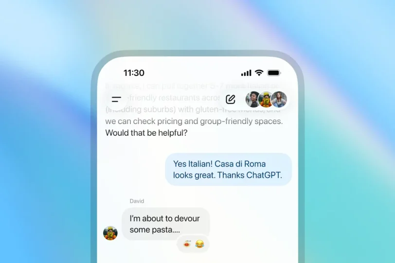 צ'אט קבוצתי ב-ChatGPT (מקור OpenAI)