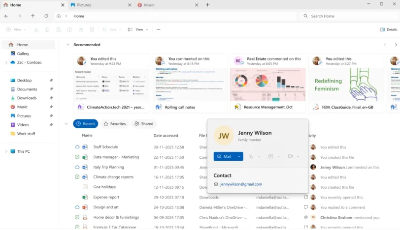 Windows People Card (מקור מיקרוסופט)