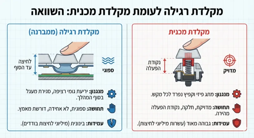 הסבר מקלדת מכנית מול מקלדת ממברנה רגילה