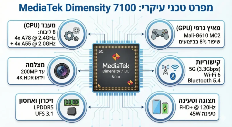 אינפוגרפיקת שבב ה-Dimensity 7100