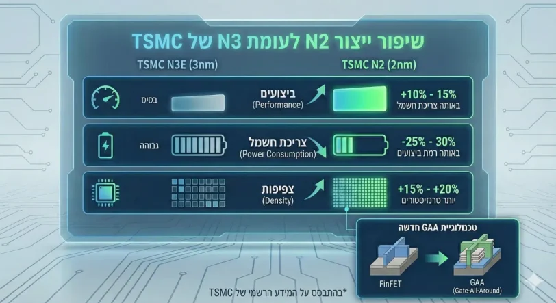 אינפוגרפיקת שיפורי ייצור ה-N2 לעומת N3