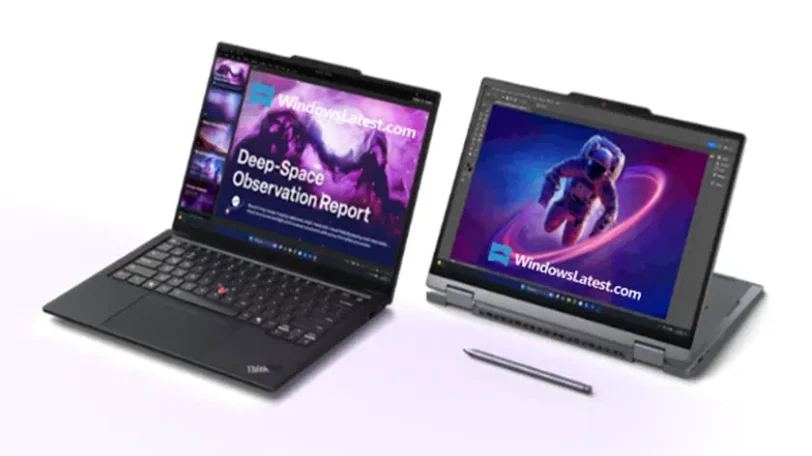 ניידי ה-ה-ThinkPad X1 Carbon Gen 14 וה-ThinkPad X1 2-in-1 Gen 11 (מקור Windows Latest)