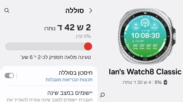 זמן סוללה עם מצב AOD כבוי