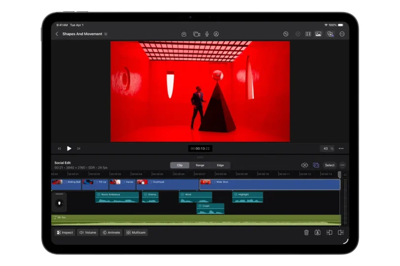 Final Cut Pro באייפד (מקור אפל)