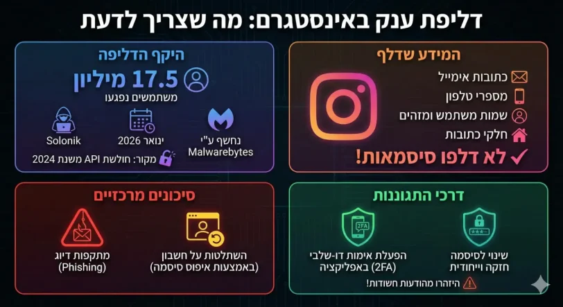 אינפוגרפיקה, דליפת מידע של 17.5 מיליון משתמשי אינסטגרם