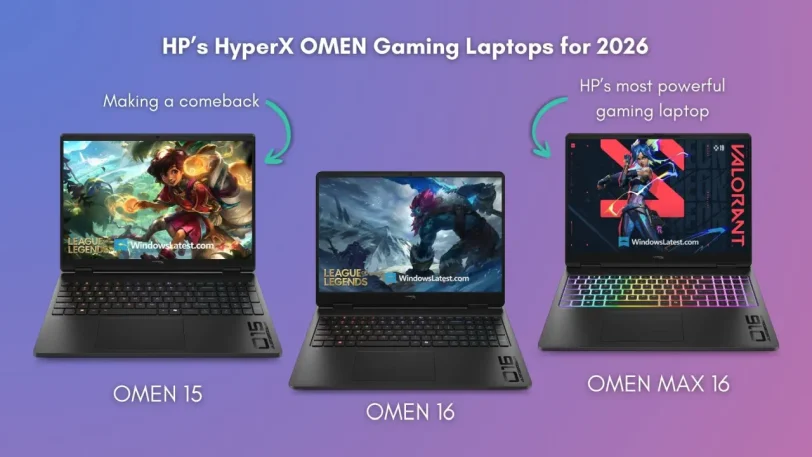 ניידי הגיימינג OMEN החדשים (מקור Windows Latest)