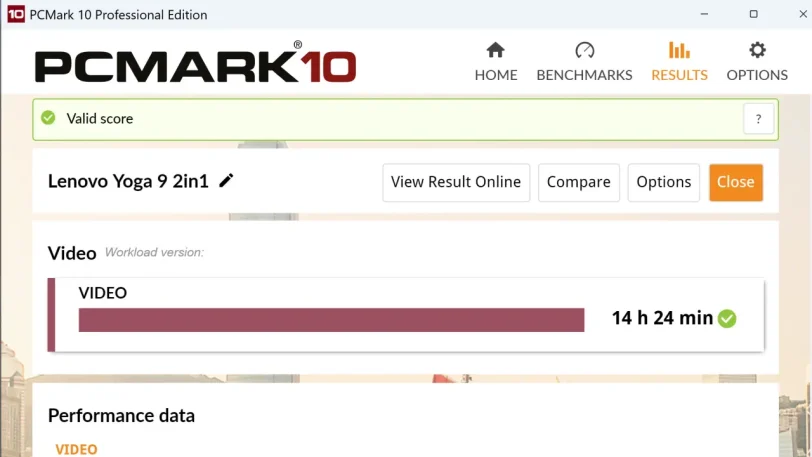מבחן סוללה PCmark בוידאו