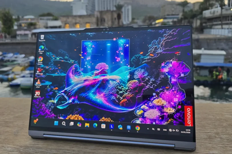 Yoga 9 2in1 – מסך בשמש (צילום: יאן לנגרמן, גאדג'טי)