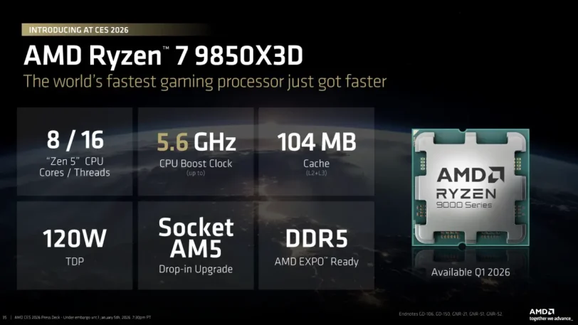 מעבד Ryzen 7 9850X3D (מקור AMD)