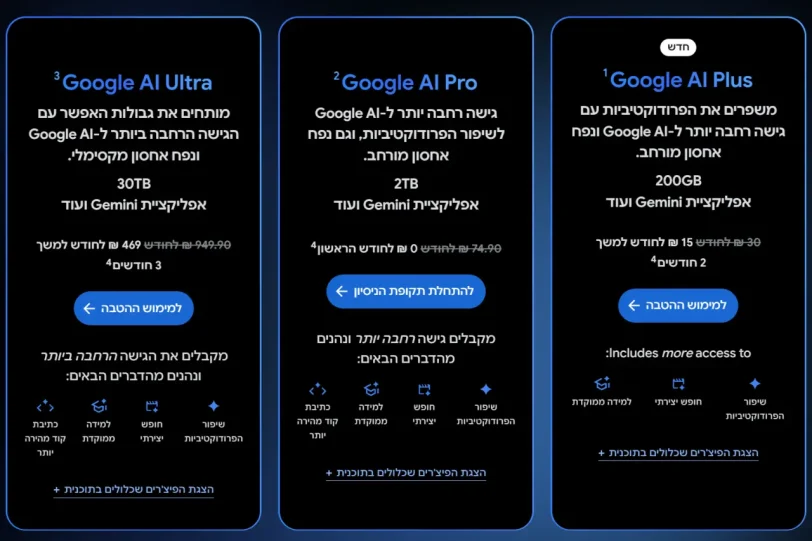 השוואת תוכניות (מקור גוגל)