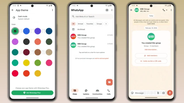 ערכות נושא בוואטסאפ פלוס (מקור WABetaInfo)