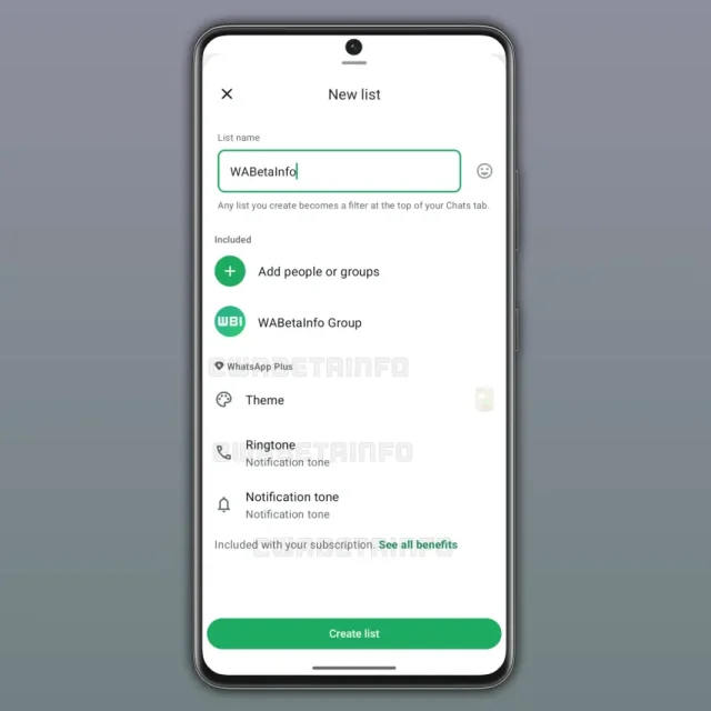 רשימות בוואטסאפ פלוס (מקור WABetaInfo)