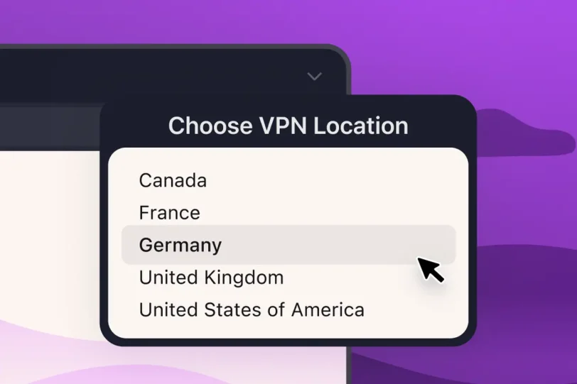 בחירת שרת VPN (מקור מוזילה)