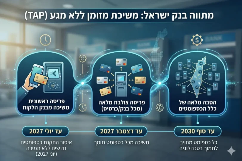 מתווה משיכת כסף מכספומט במגע וללא כרטיס פיזי