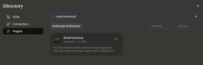 התקנת פלאגין Claude for small Business