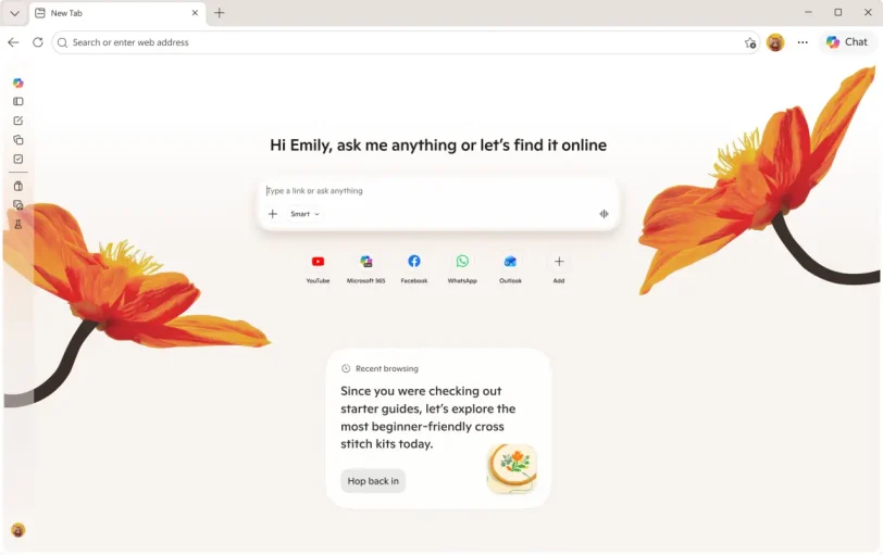 New Tab Page (מקור מיקרוסופט)