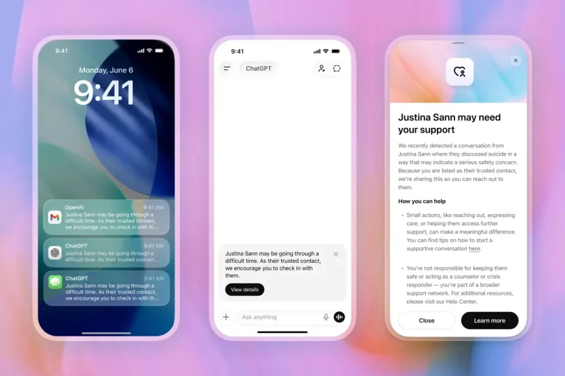 התראה במקרה של זיהוי צורך בסיוע (מקור OpenAI)