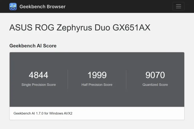 מבחן ביצועים GeekBench AI ב-ONNX