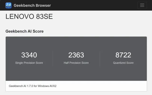 מבחן Geekbench AI OpenVINO