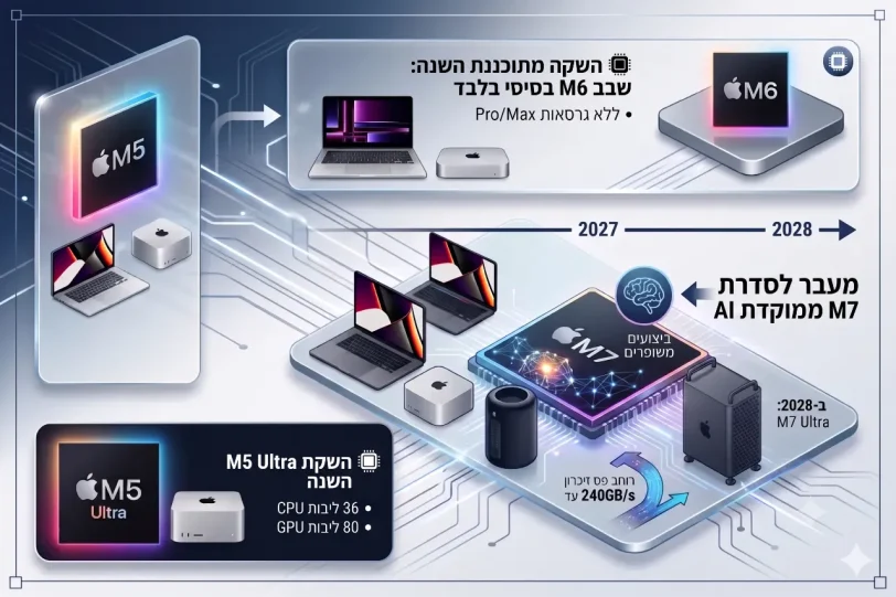 מפת דרכים Apple M5/M6/M7