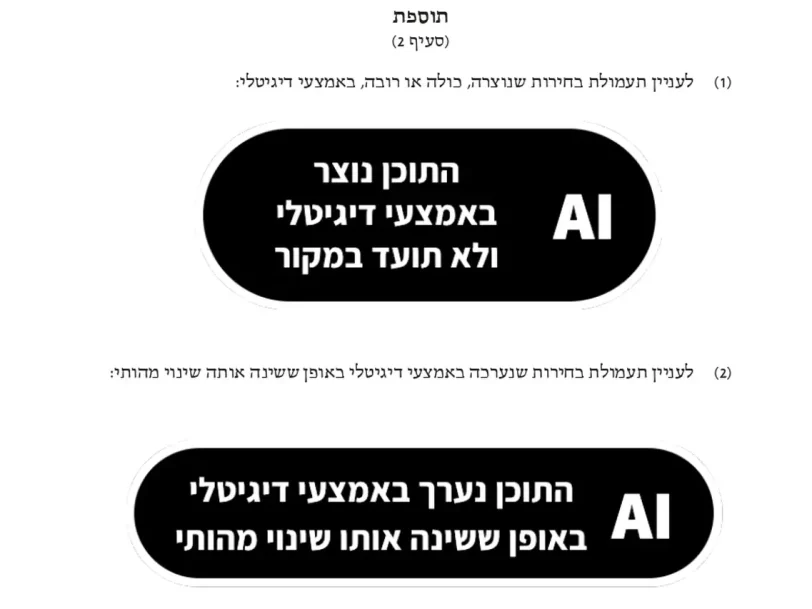 סימון תוכן שנוצר או שונה על ידי AI (מקור: ועדת הבחירות המרכזית)