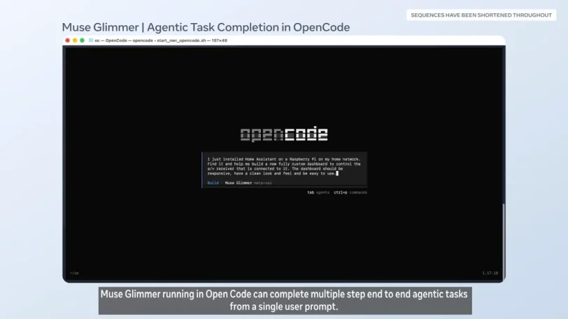 הרצת Muse Glimmer ב-Open Code (מקור מטא)