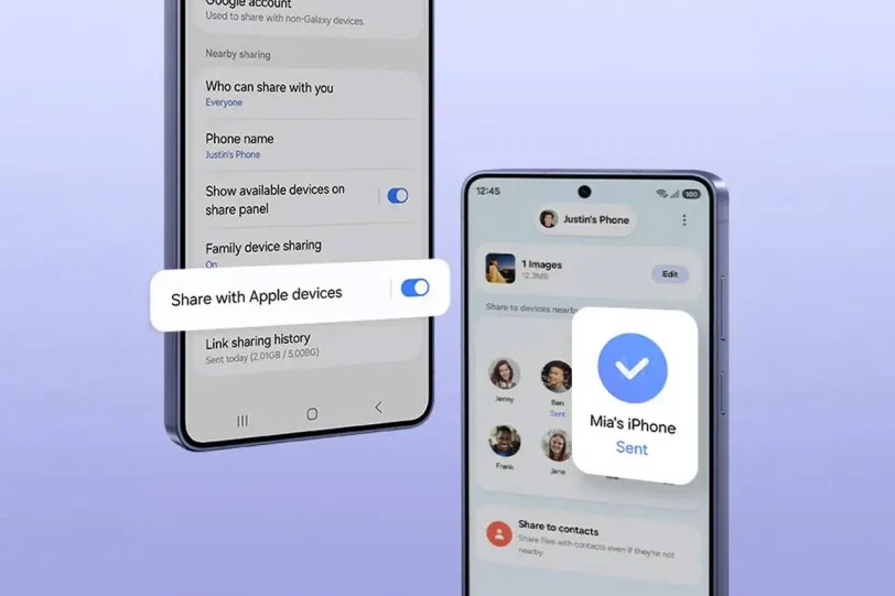 שיתוף Quick Share עם AirDrop (מקור סמסונג)