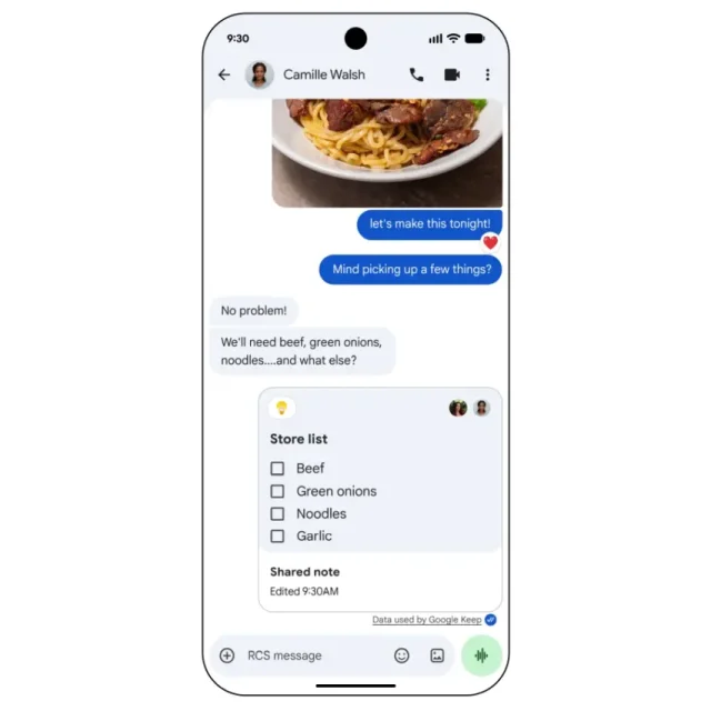 Google Messages - פתקי Keep (מקור גוגל)