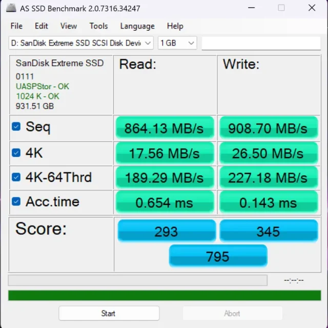 SanDisk Extreme PRO V2 מבחן ביצועים AS SSD