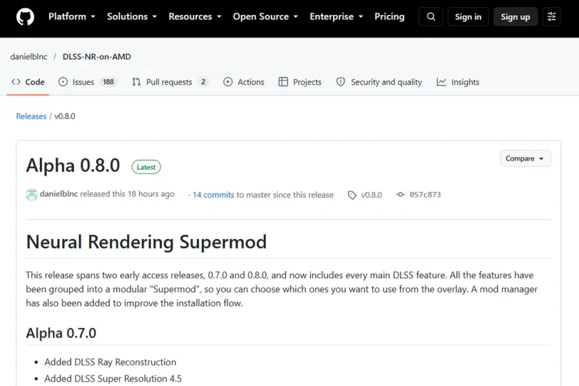DLSS-NR-on-AMD Alpha 0.8.0 (מקור Github)